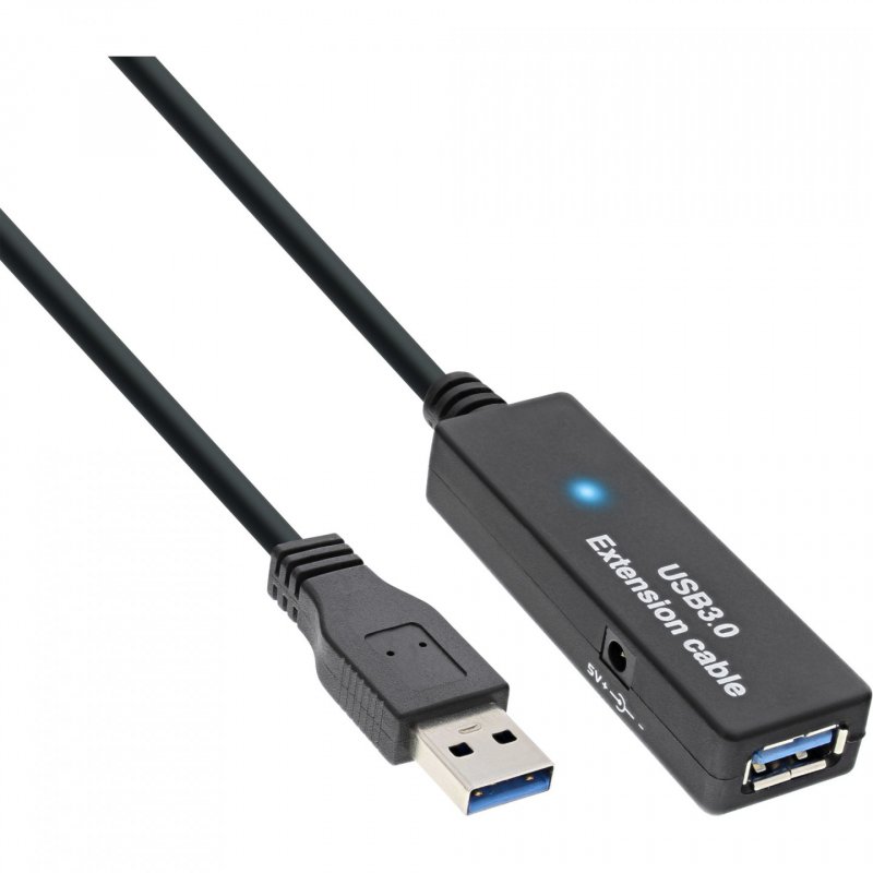 InLine compatible USB-A 3.2 Gen.1 Verlängerung, USB-A auf USB-A, schwarz - 5m