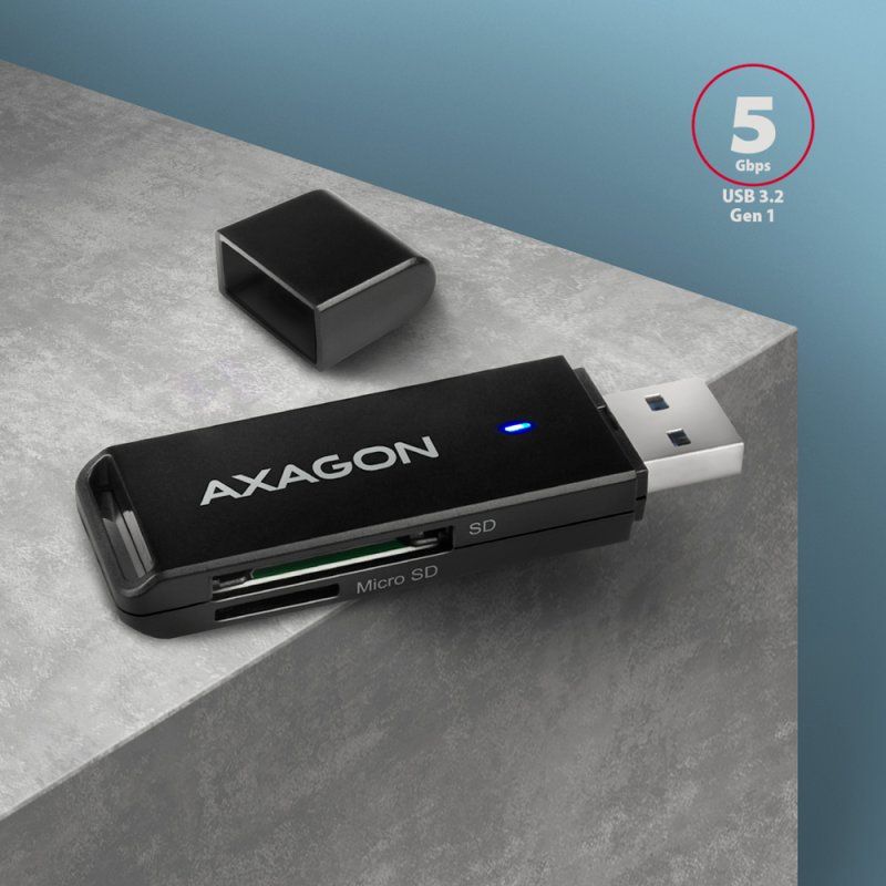 Axagon CRE-S2N lecteur de carte mémoire USB 3.2 Gen 1 (3.1 Gen 1) Type-A Noir