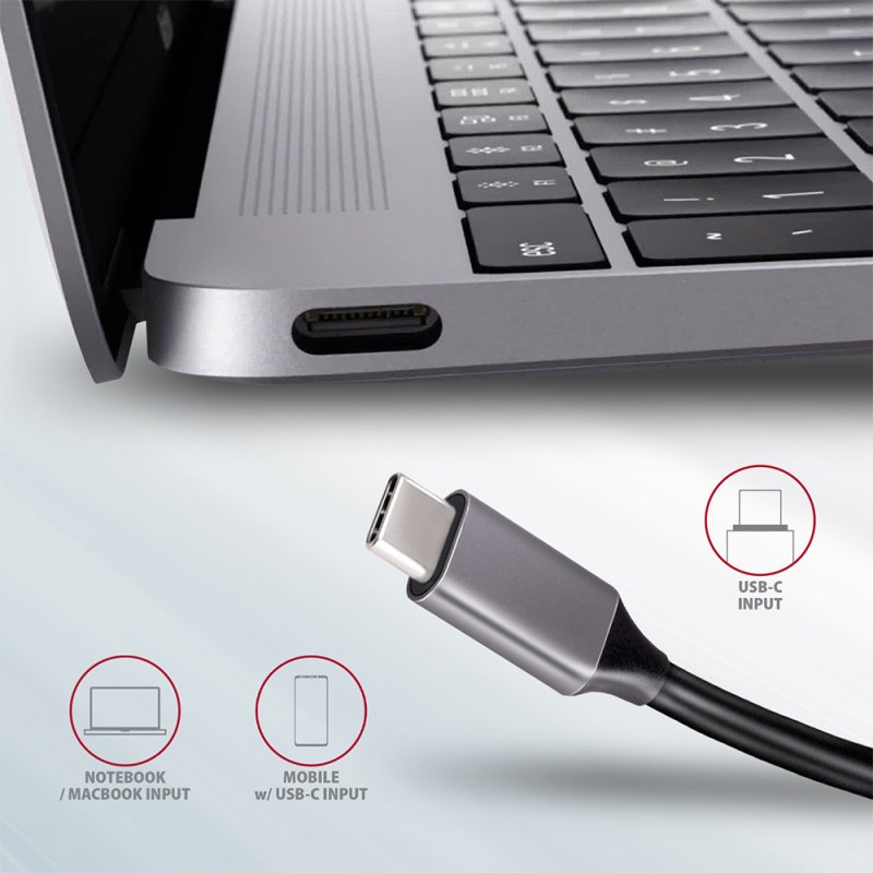 AXAGON compatible HMC-5 USB-C-Hub, 2x USB-A, HDMI, 2x USB-C 3.2 Gen 1, 1x SD, 1x microSD, silber