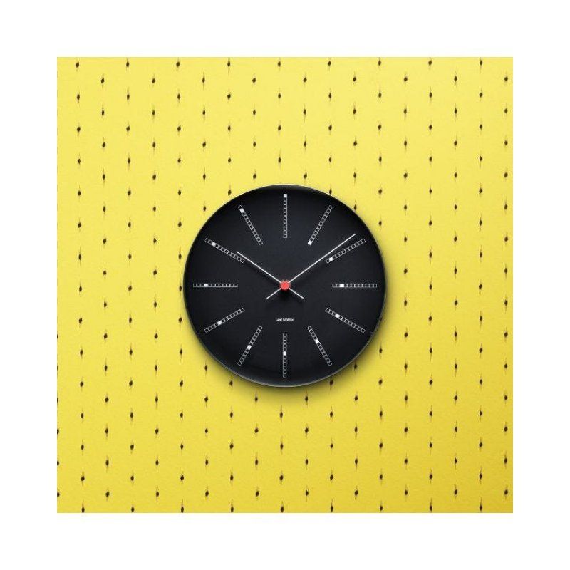 Arne Jacobsen Watches Bankers Horloge murale mécanique Rond Noir