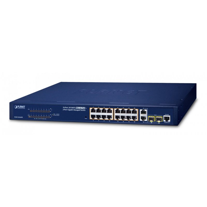 PLANET FGSW-1816HPS commutateur réseau Géré L2 Fast Ethernet (10/100) Connexion Ethernet, supportant l'alimentation v