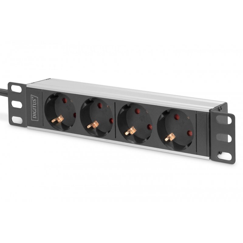 Digitus 10” Socket Strip with Aluminum Profile, 4-way safety sockets