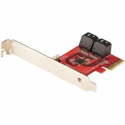StarTech.com SATA PCIe Card - 4 Port PCIe SATA Expansion Card - 6Gbps - Low Profile Bracket - Stacked SATA Connectors - 