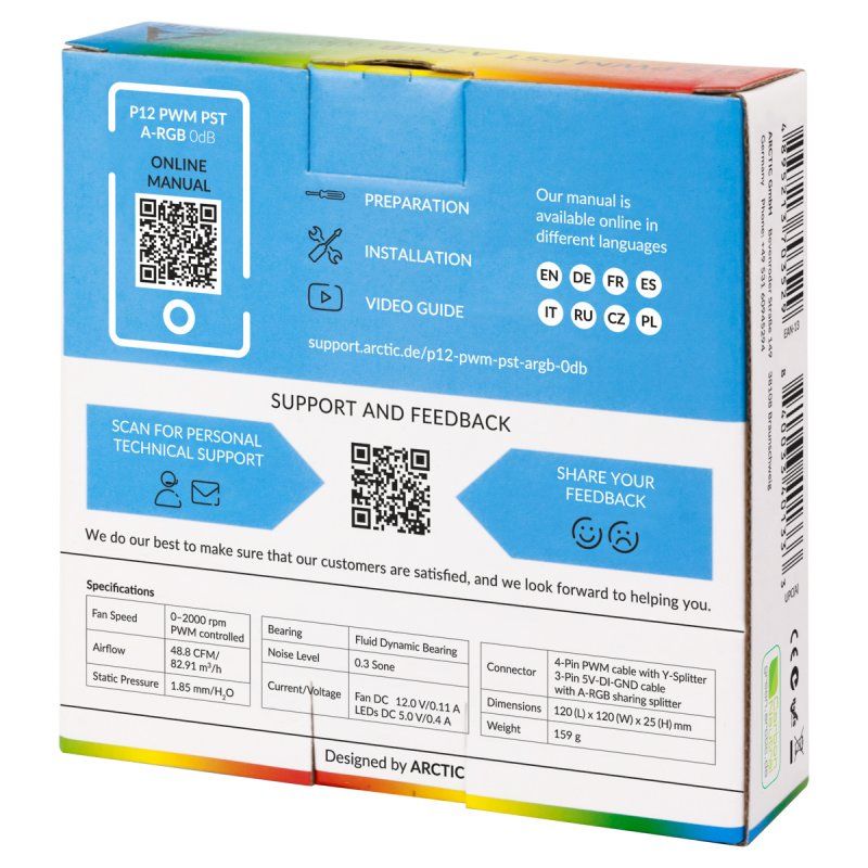 Case Acc Arctic P12 Fan 12cm PWM PST A-RGB White