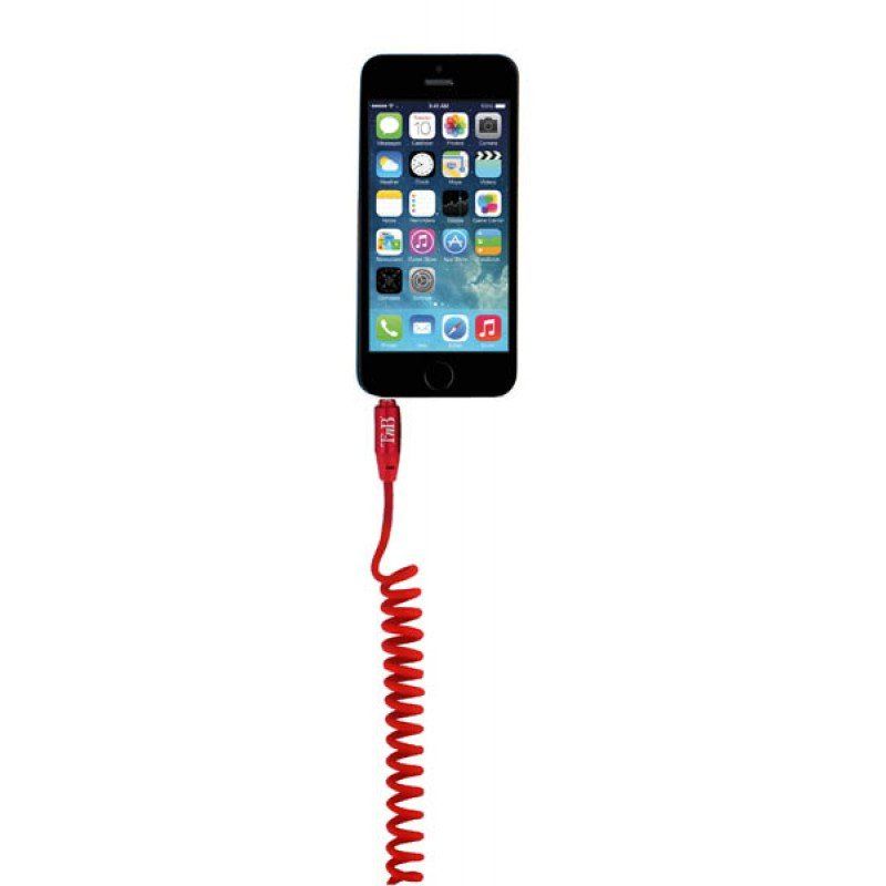 Cable Audio Jack 3"1/2 en spirale T'nB M/M 1,8m (Rouge)