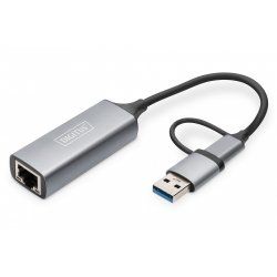 Digitus Adaptateur Gigabit Ethernet 2.5G USB Type-C™, USB-C™ + USB A (USB 3.1 / 3.0)