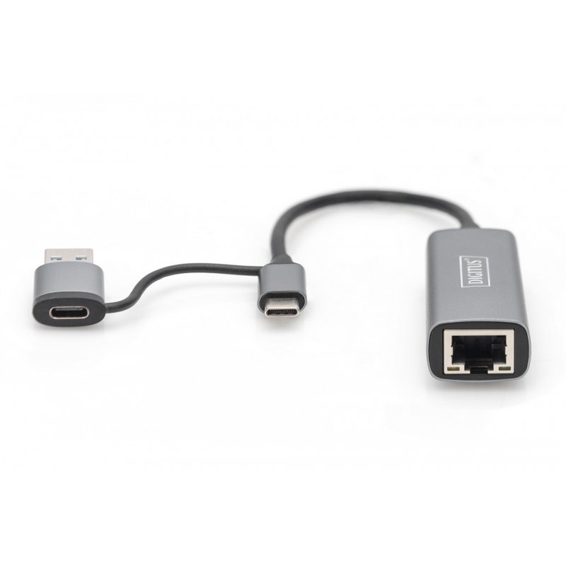 Digitus USB Type-C™ Gigabit Ethernet Adapter 2.5G, USB-C™ + USB A (USB3.1/3.0)