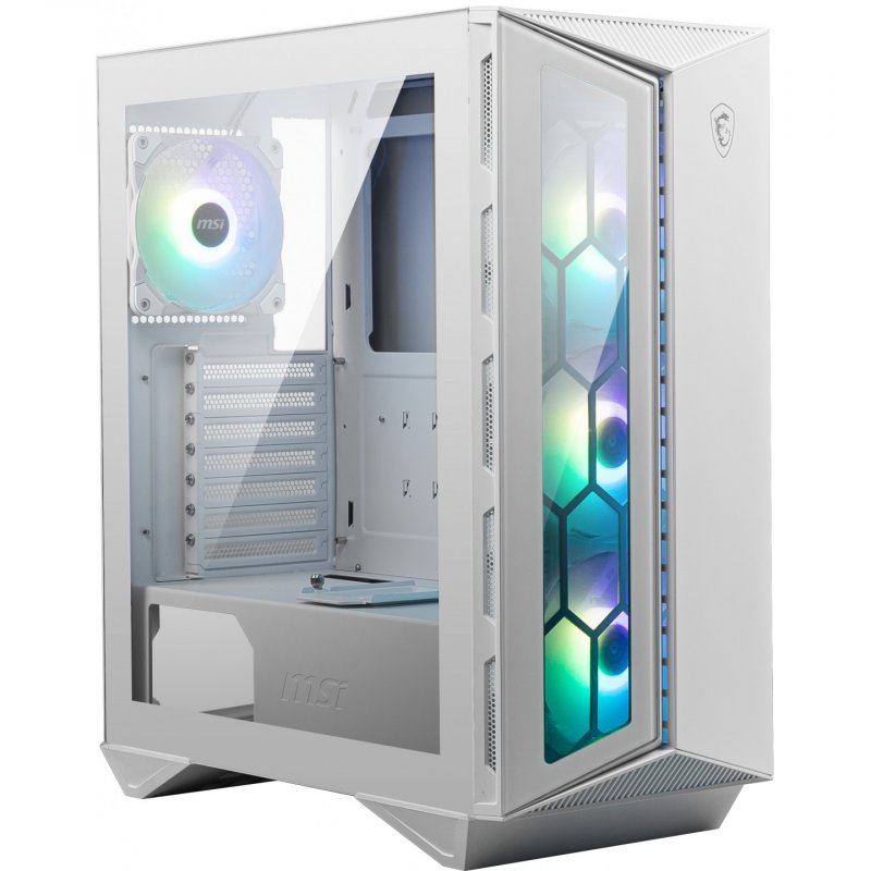 MSI MPG GUNGNIR 110R WHITE Mid Tower Gaming Computer Case 'White, 4x 120mm ARGB Fan, 1 to 6 ARGB Control board, USB Type
