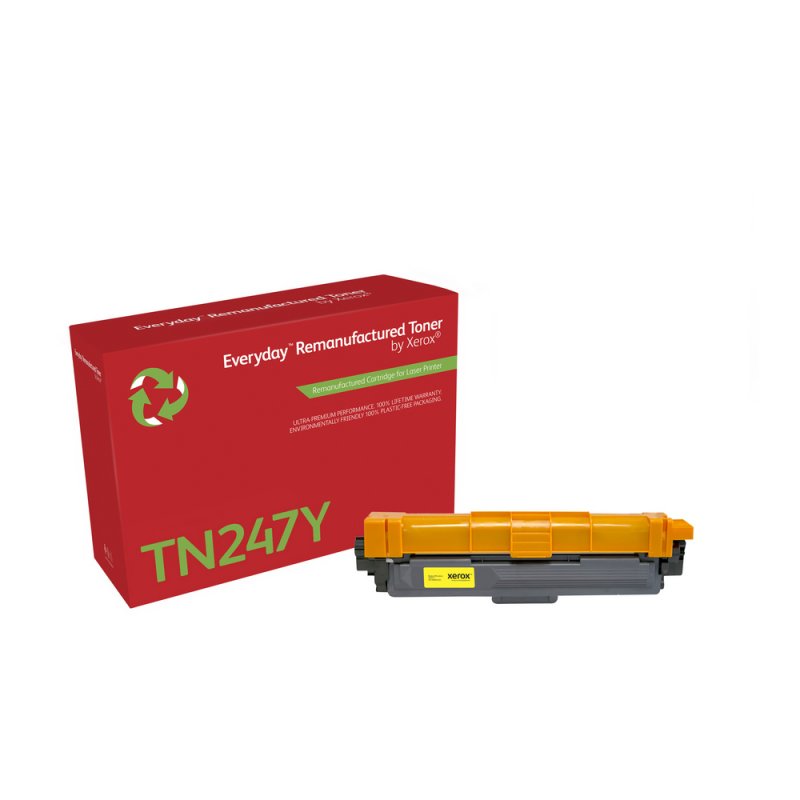 Everyday Remanufactured Yellow Toner by Xerox replaces Brother TN247Y, High Capacity