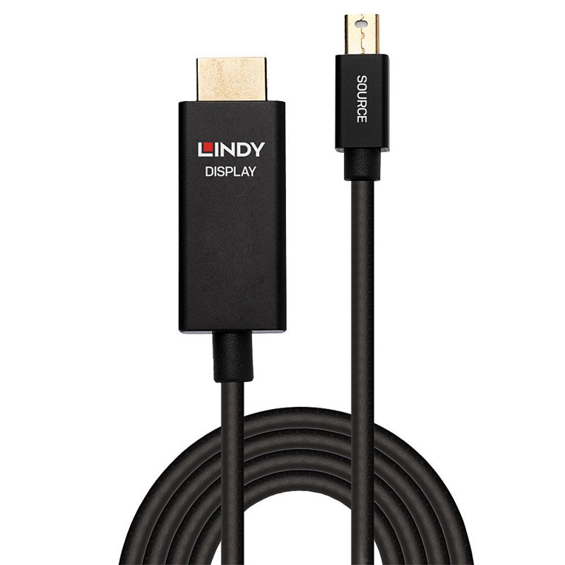 Lindy 40922 câble vidéo et adaptateur 2 m Mini DisplayPort HDMI Type A (Standard) Noir