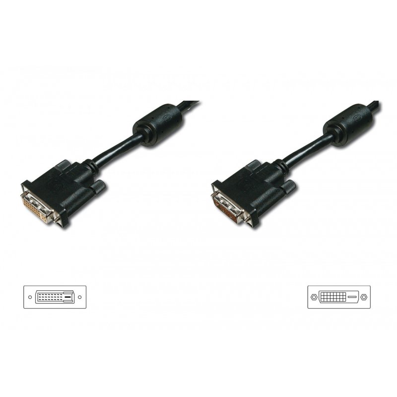 Digitus AK-320200-050-S câble DVI 5 m DVI-D Noir