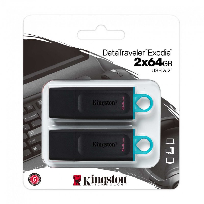 Kingston Technology DataTraveler Exodia USB flash drive 64 GB USB Type-A 3.2 Gen 1 (3.1 Gen 1) Black