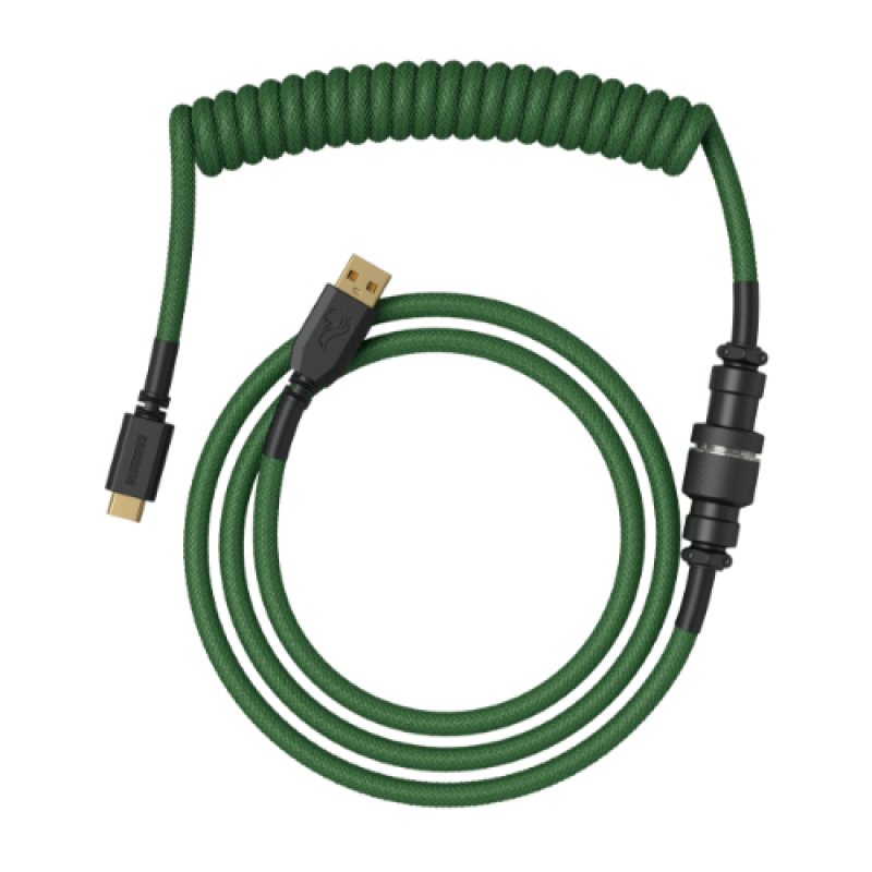 Glorious PC Gaming Race compatible Coiled Cable Forest Green, USB-C auf USB-A Spiralkabel - 1,37m, grün