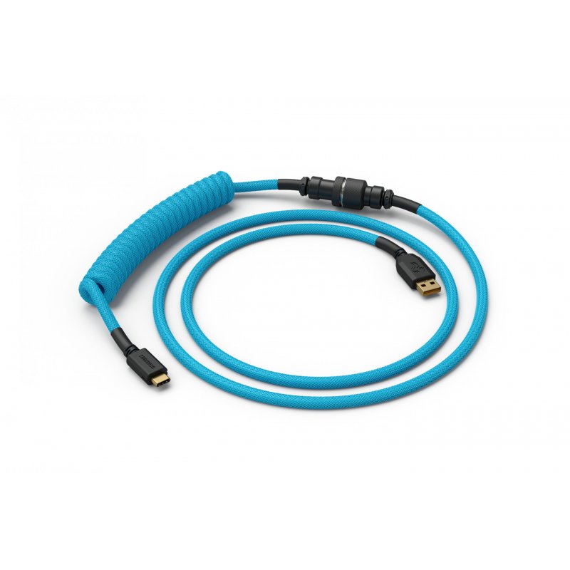 Glorious PC Gaming Race compatible Coiled Cable Electric Blue, USB-C auf USB-A Spiralkabel - 1,37m, himmelblau