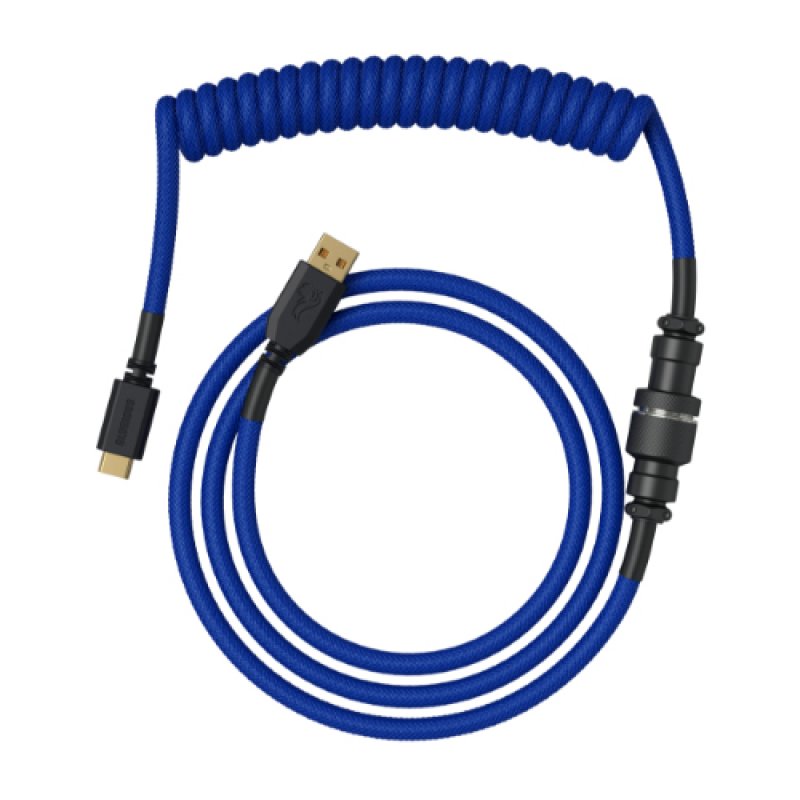 Glorious PC Gaming Race compatible Coiled Cable Cobalt, USB-C auf USB-A Spiralkabel - 1,37m, blau