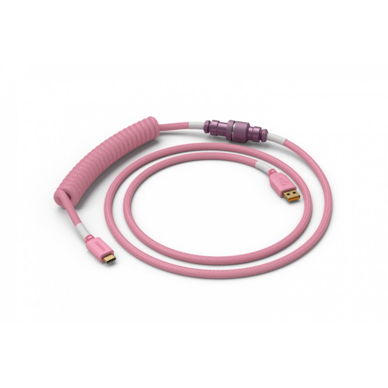 Glorious PC Gaming Race compatible Coiled Cable Prism Pink, USB-C auf USB-A Spiralkabel - 1,37m, pink