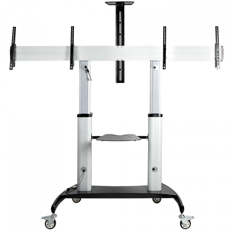 DUAL TV CART - 37-60IN TVS - HEIGHT ADJUSTABLE - LOCKABLE WHE
