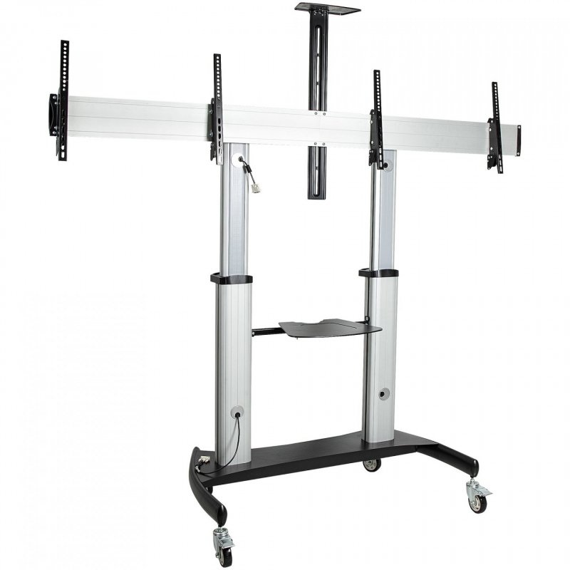 StarTech.com Dual TV Cart for 37-60in VESA TVs up to 110lb/50kg each - Height Adjustable TV Mount, Mobile Display Cart w