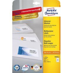 Avery 3658-10 self-adhesive label Rectangle Permanent White 240 pc(s)