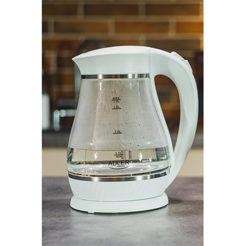Adler AD 1274 bouilloire 1,7 L 2200 W Transparent, Blanc