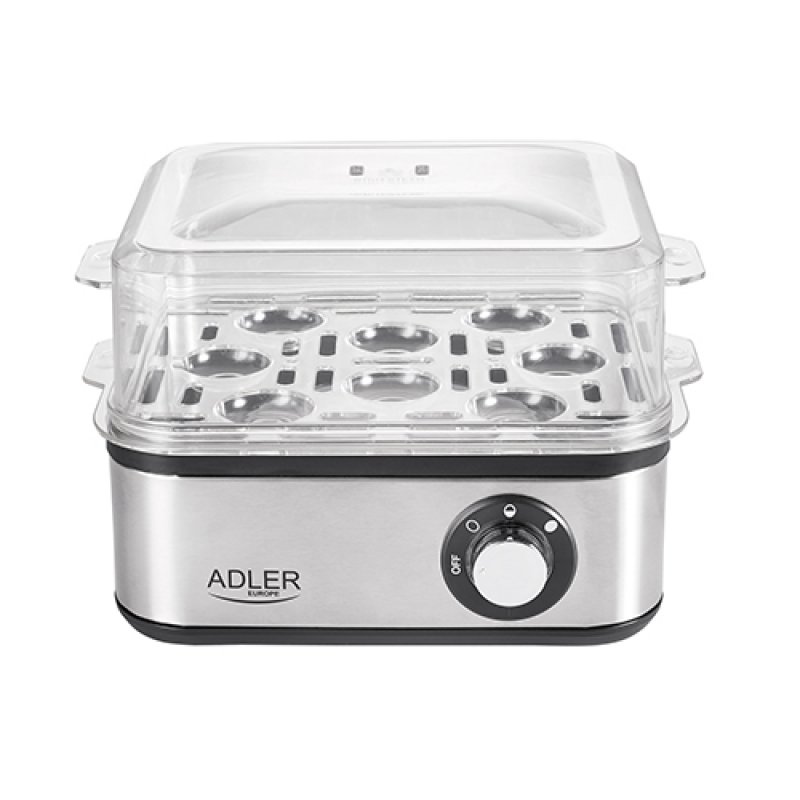 Adler AD 4486 egg cooker 8 egg(s) 800 W Black, Satin steel, Transparent