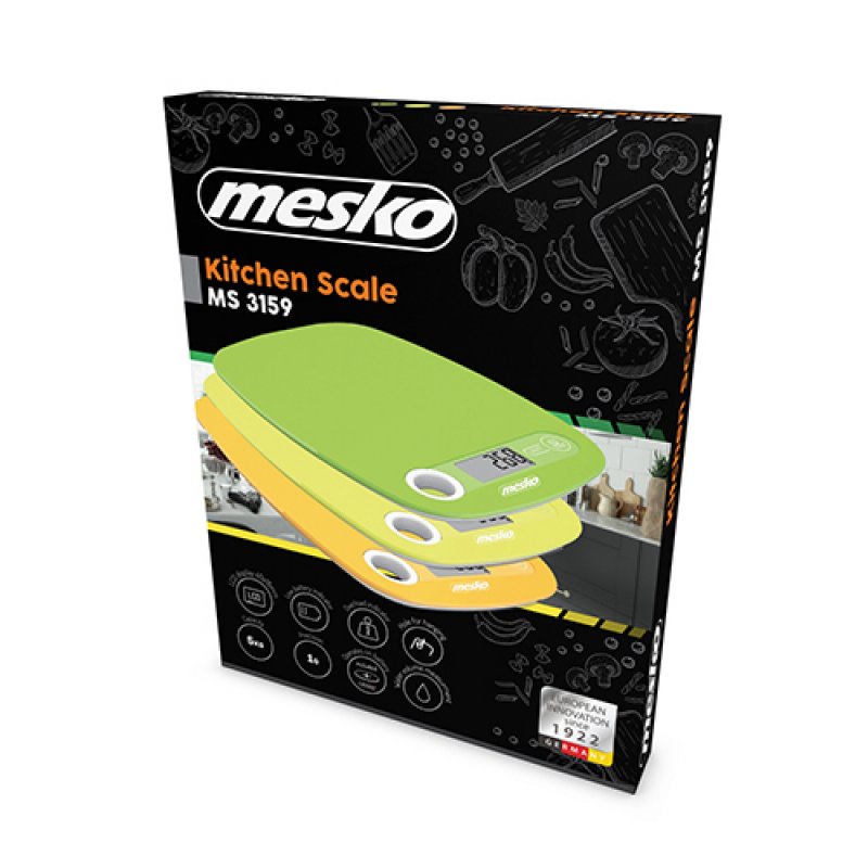 Mesko Home MS 3159y Yellow Countertop Rectangle Electronic kitchen scale