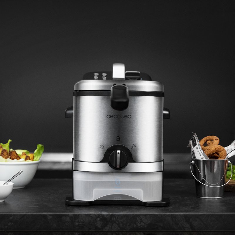 Cecotec CleanFry Infinity 3000 ProFilter Unique 2400 W Friteuse Noir, Acier inoxydable