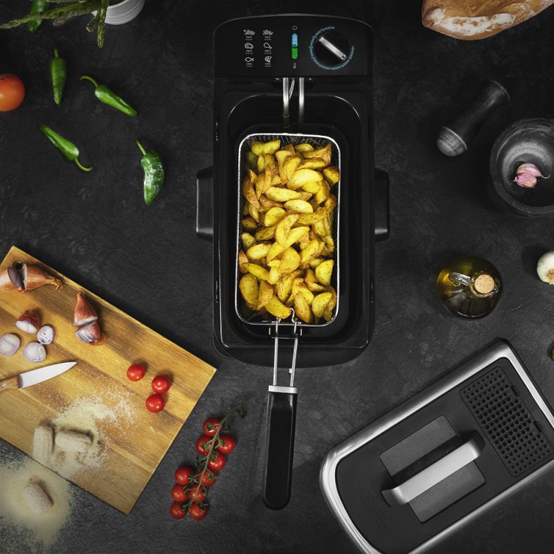 Cecotec CleanFry Infinity 3000 ProFilter Unique 2400 W Friteuse Noir, Acier inoxydable