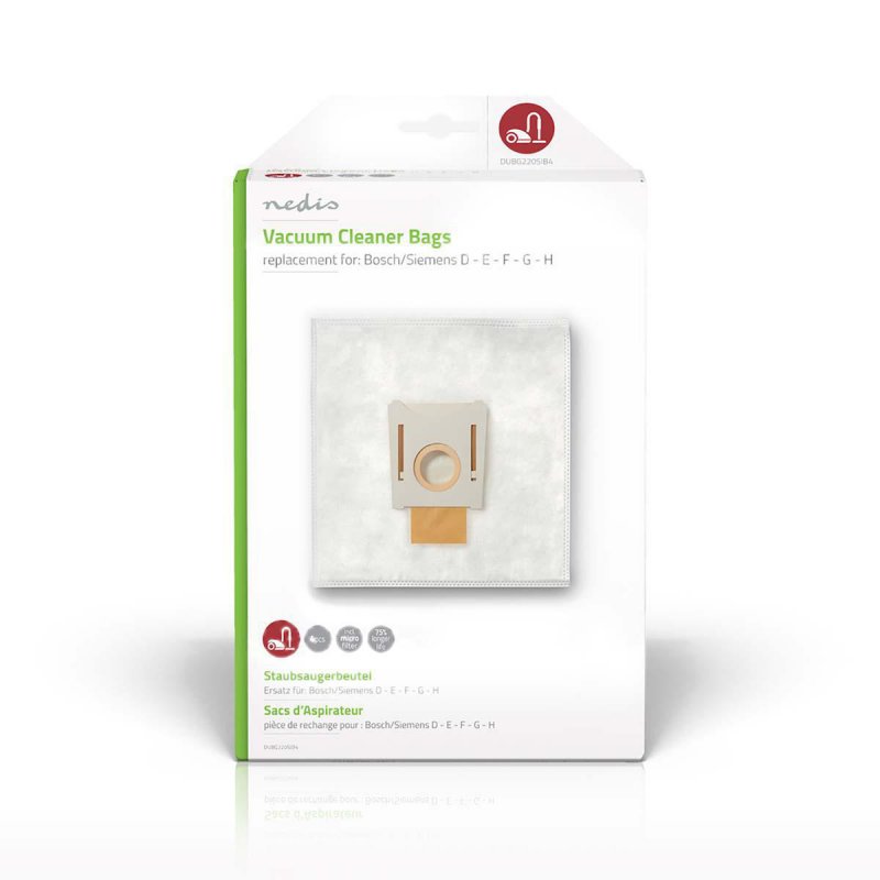Lot de 4 Sacs Aspirateur Nedis compatible pour Bosch/Siemens (D-E-F-G-H)