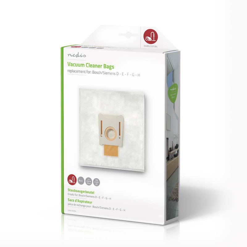 Lot de 4 Sacs Aspirateur Nedis compatible pour Bosch/Siemens (D-E-F-G-H)