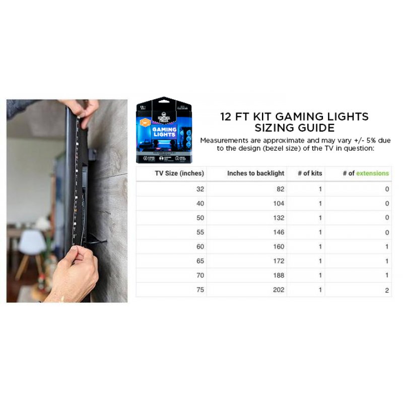 KontrolFreek Gaming Lights Ruban lumineux indirecte Intérieure 3600 mm