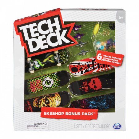 Tech Deck , Sk8shop Fingerboard Bonus Pack, Collectible and Customizable Mini Skateboards (Styles May Vary)