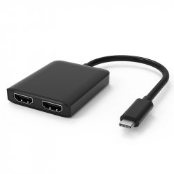 USB-C MALE TO DUAL HDMI FEMALE ADAPTER - 19CM CABLE - COMPATIBL