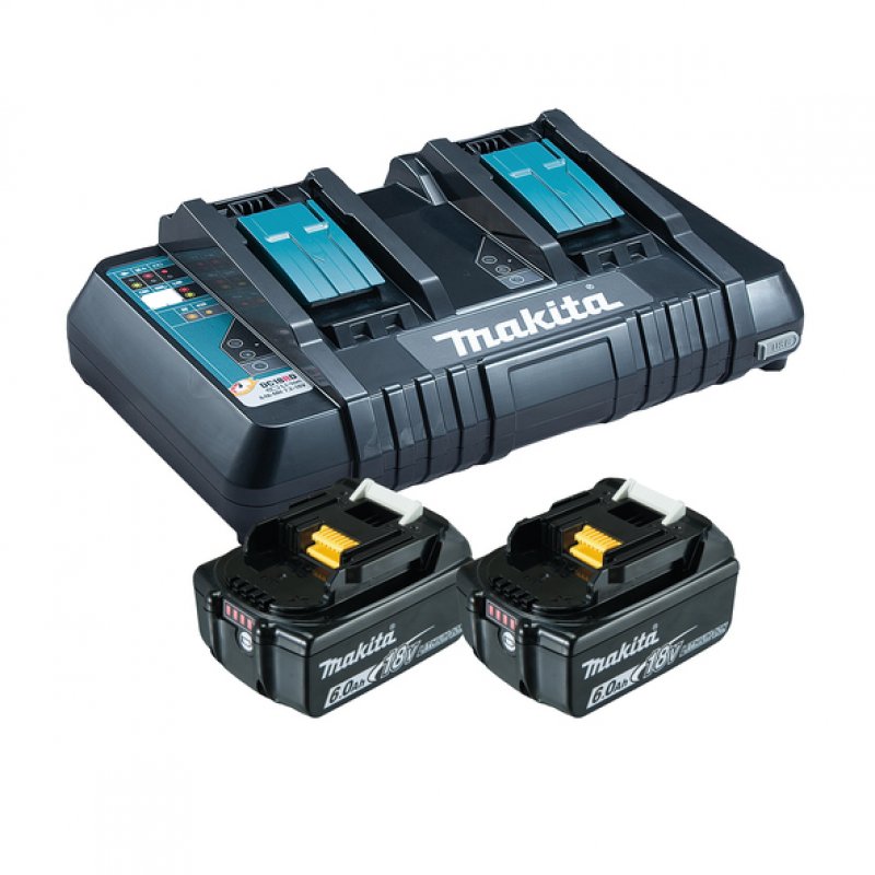 Power Source Kit 18V 6Ah (schwarz, 2x Akku BL1860B, 1x Ladegerät DC18RD)