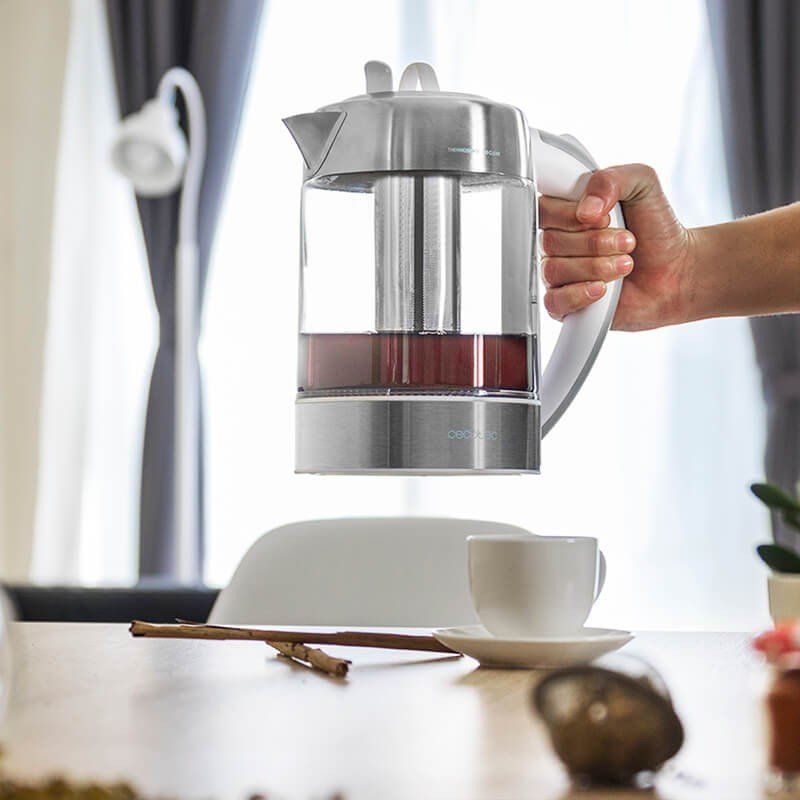 Cecotec ThermoSense 370 electric kettle 1.7 L 2200 W Grey, Stainless steel, Transparent, White