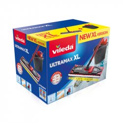 Vileda Ultramax XL Box balai à franges et balai-éponge Sec&humide Microfibre Noir, Rouge