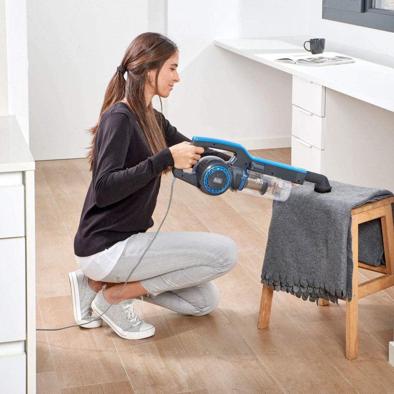 Black & Decker BXVMS600E stick vacuum/electric broom AC Dry Cyclonic, EPA Bagless 0.8 L 600 W Black, Blue