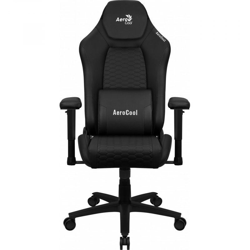 Aerocool CROWNBK Black, Ergonomic Gaming Chair, Adjustable Cushions, Premium Leatherette