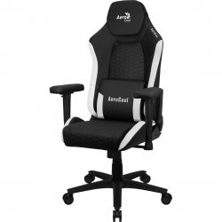 Aerocool CROWNBW White, Ergonomic Gaming Chair, Adjustable Cushions, Premium Leatherette