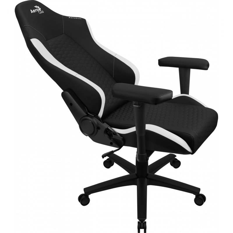 Aerocool CROWNBW White, Ergonomic Gaming Chair, Adjustable Cushions, Premium Leatherette