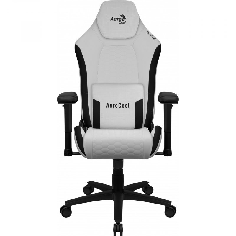Aerocool CROWNMOONSW White, Ergonomic Gaming Chair, Adjustable Cushions, Premium Leatherette