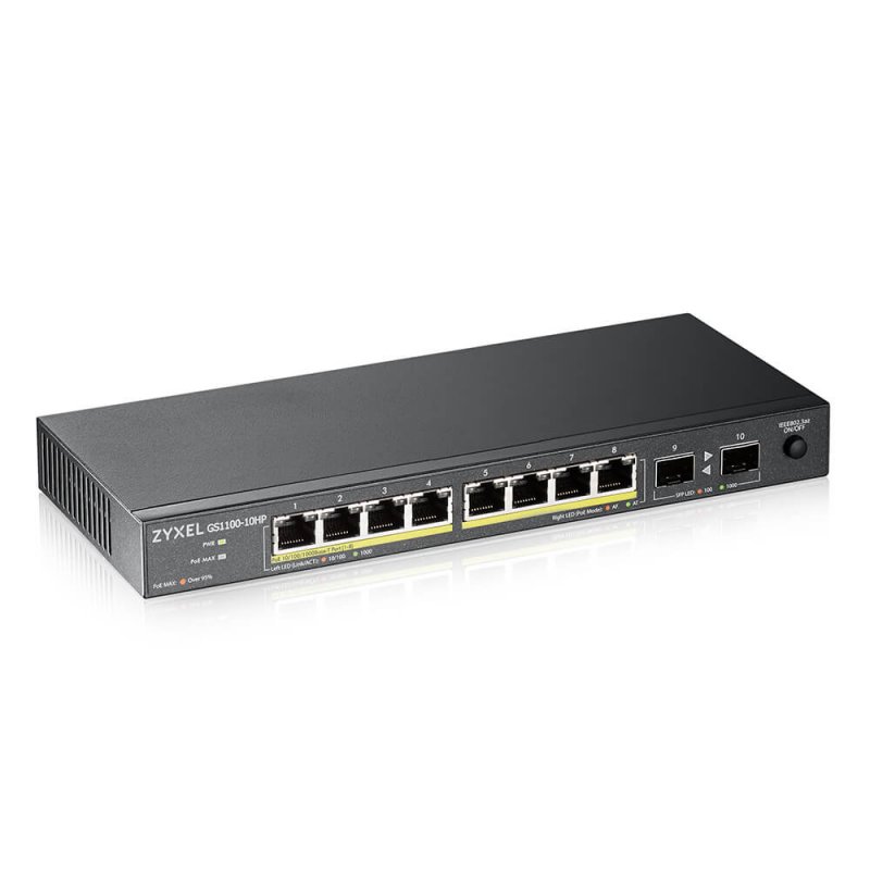 Zyxel GS1100-10HP v2 Non-géré Gigabit Ethernet (10/100/1000) Connexion Ethernet, supportant l'alimentation via ce port