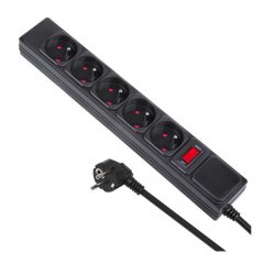 Maclean MCE219 power extension 1.5 m 5 AC outlet(s) Indoor Black
