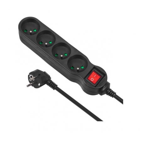 Multiprise 4 prises Maclean MCE182 + Interrupteurs 5m (Noir)