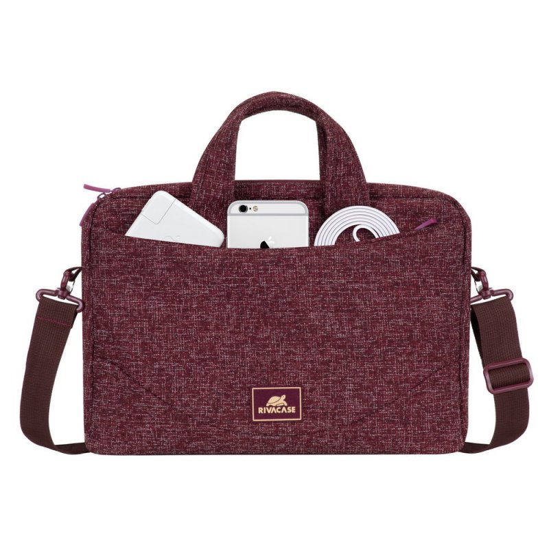 Rivacase 7921 notebook case 35.6 cm (14") Messenger case Burgundy, White