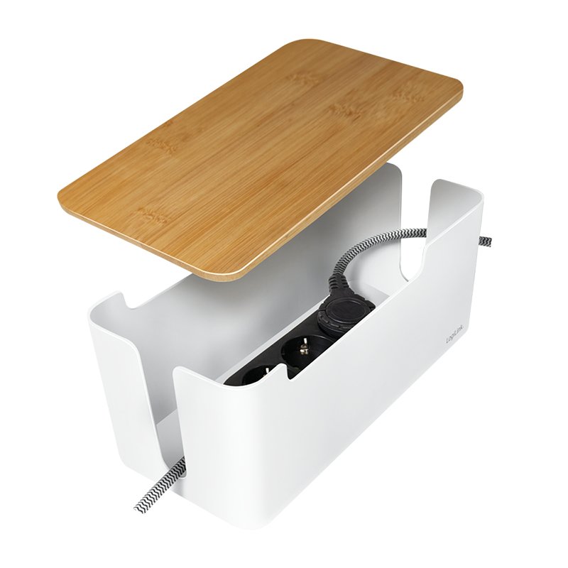 Management Cable Box Bambus-Deckel 320 x 140 x 130mm LogiLink Black