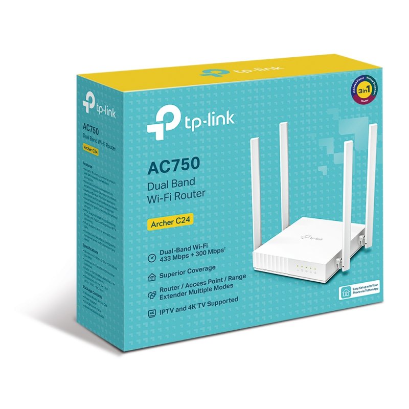 TP-Link ARCHER C24 routeur sans fil Fast Ethernet Bi-bande (2,4 GHz / 5 GHz) Blanc