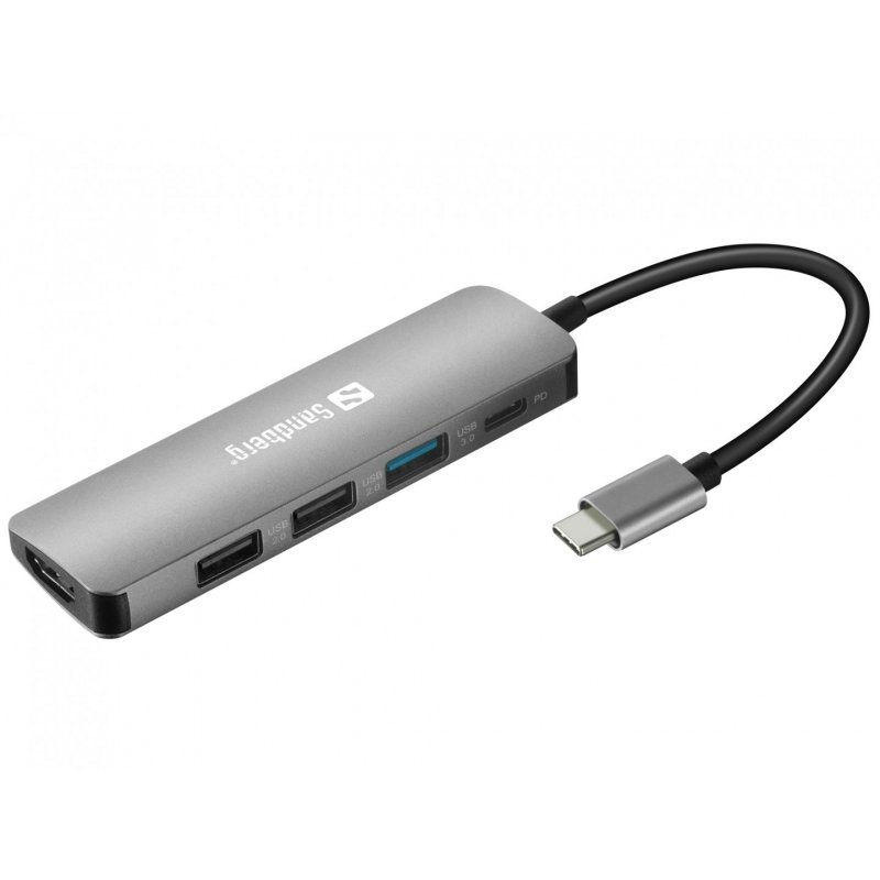 Sandberg USB-C 3xUSB3.0 1xUSB-C 1xHDMI Grey