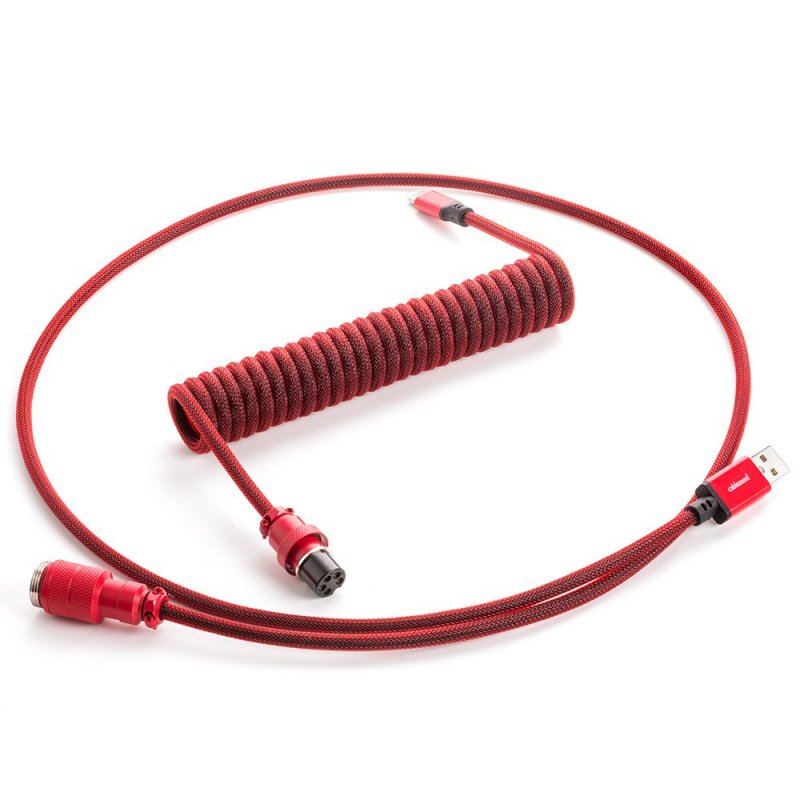 CableMod compatible Pro Coiled Keyboard Cable USB-C zu USB Typ A, Republic Red - 150cm
