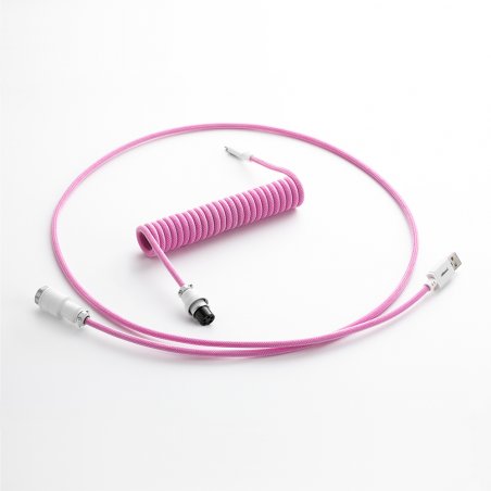 CableMod compatible Pro Coiled Keyboard Cable USB-C zu USB Typ A, Strawberry Cream - 150cm
